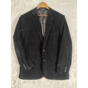 Stafford Blazer Mens 46 L Black Corduroy‎ Classic Fit Sport Coat Elbow Patch